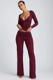 Mid Rise Straight Leg Trousers in Plum