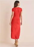 Tie Detail Maxi Dress Rococco Red