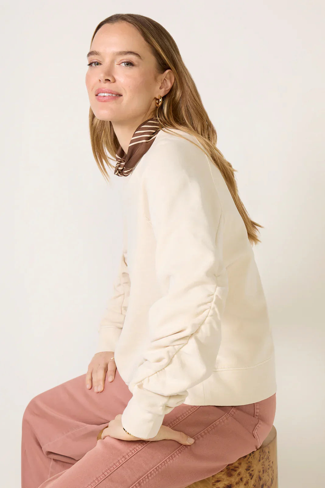 Shirred Sleeve Sweatshirt