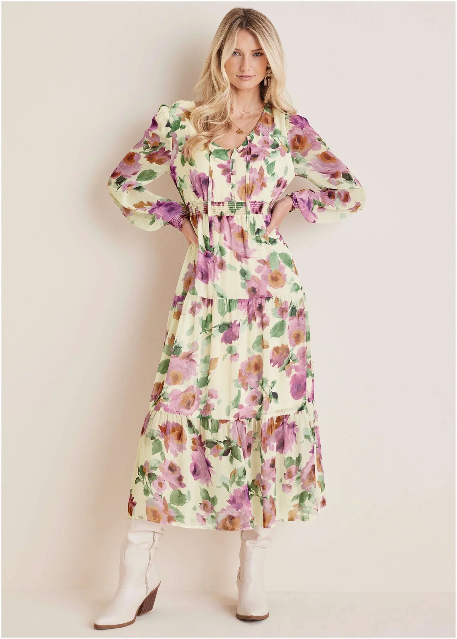 Tiered Floral Maxi Dress Chalet Bouquet