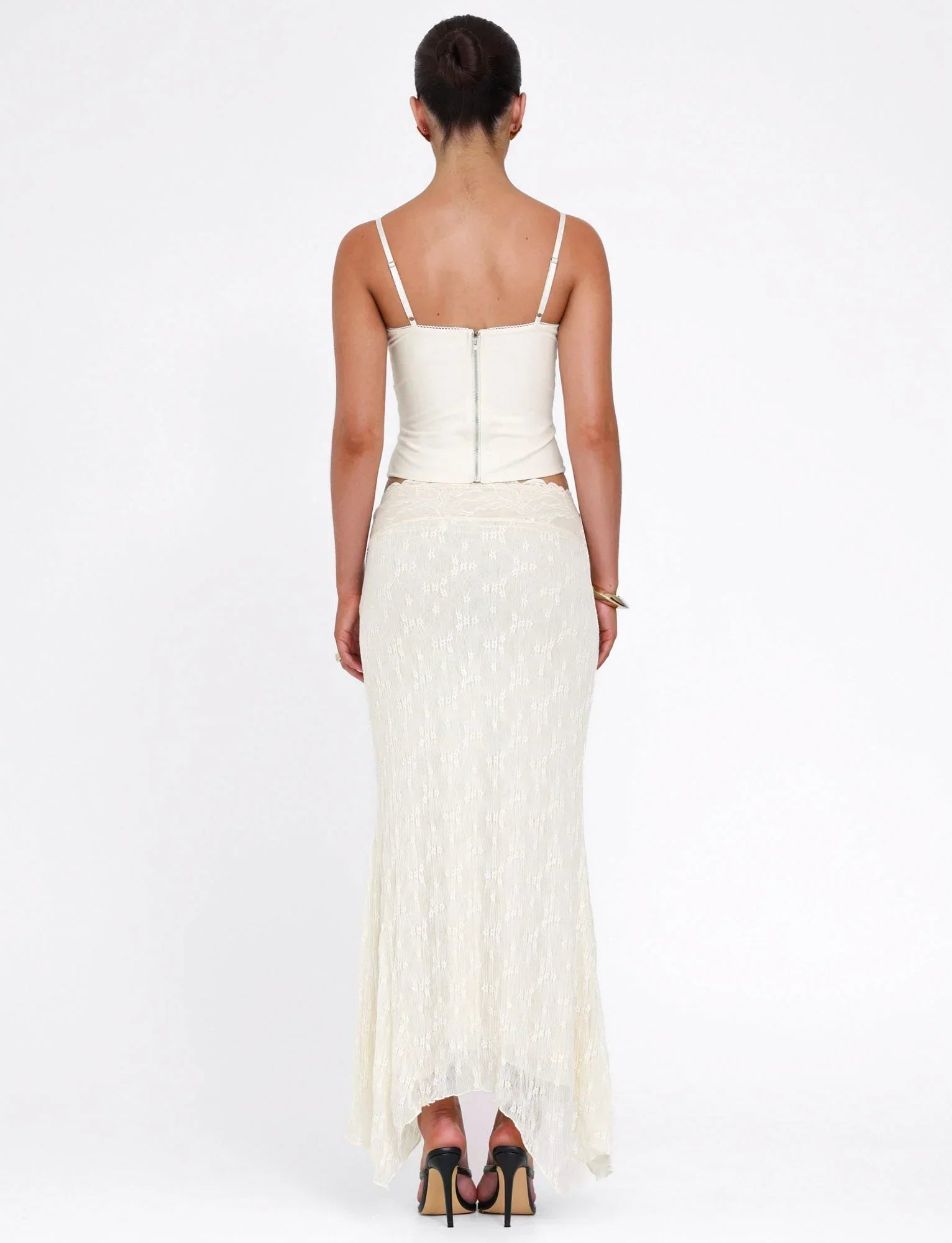 ANTONELLA MIDI SKIRT WHITE LACE CREAM