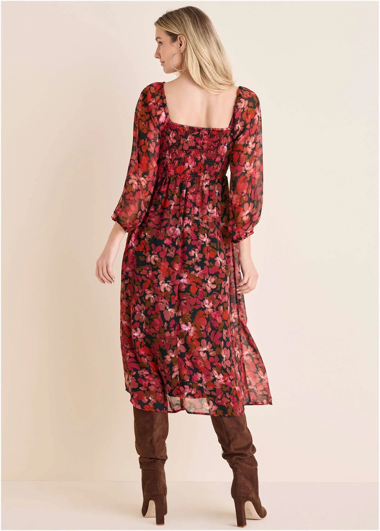 Smocked Midi Dress Autumn Petals