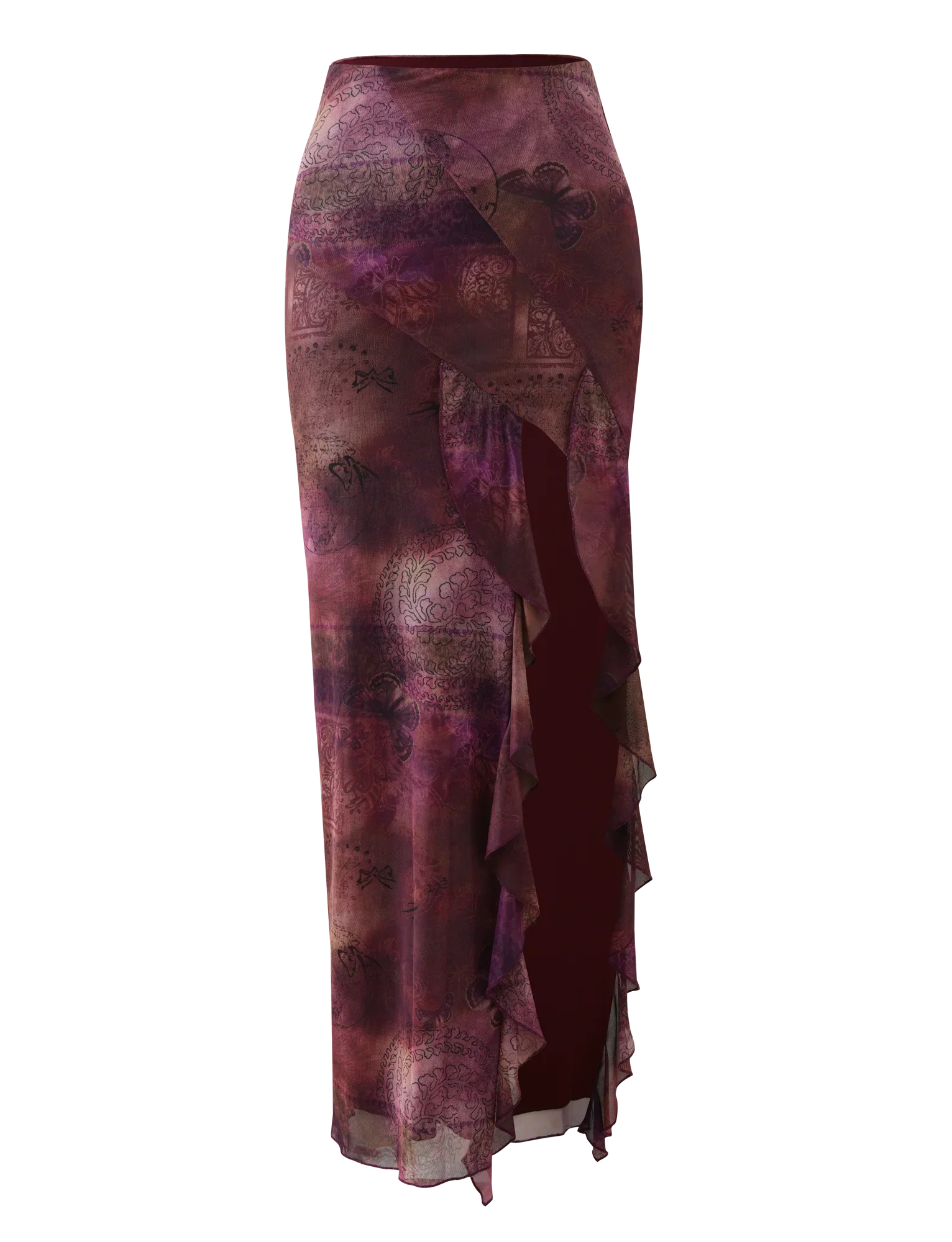 THEO SKIRT PLUM BUTTERFLY PAISLEY