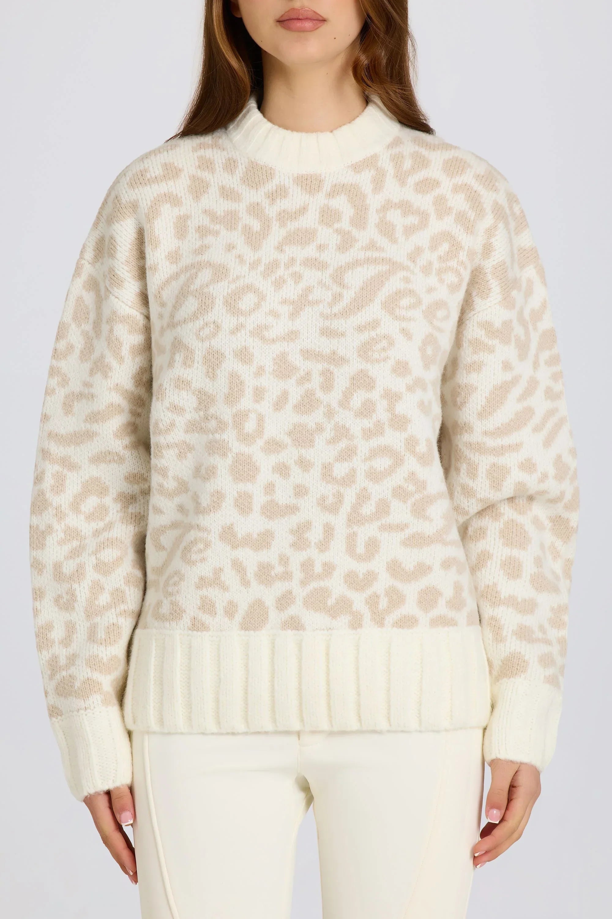 Jacquard Knit Oversized Jumper in Ice