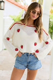 Madi Ivory Strawberry Crewneck Sweater