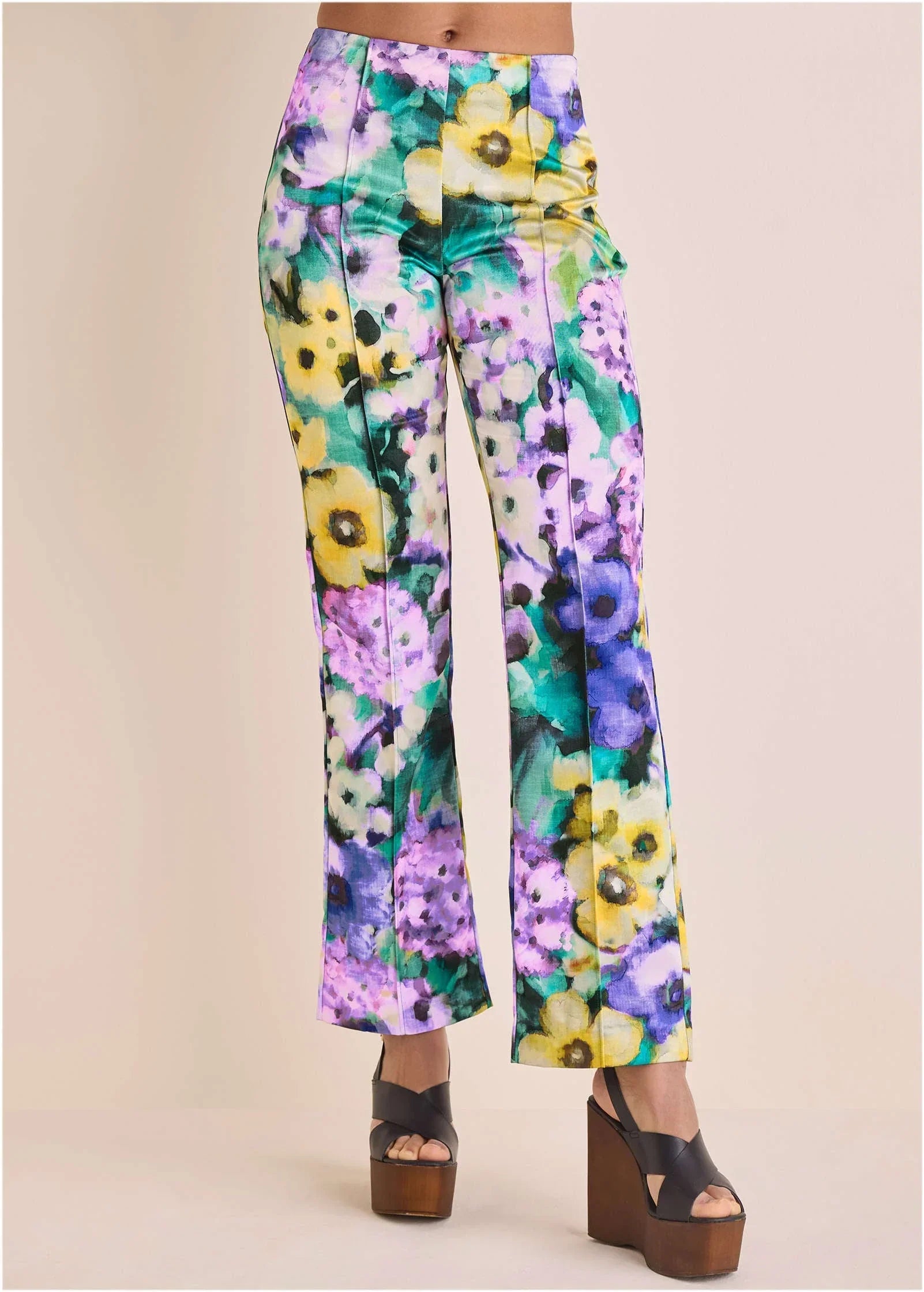 Satin Flare Pant Monets Garden