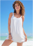 Gathered Neckline Dress White