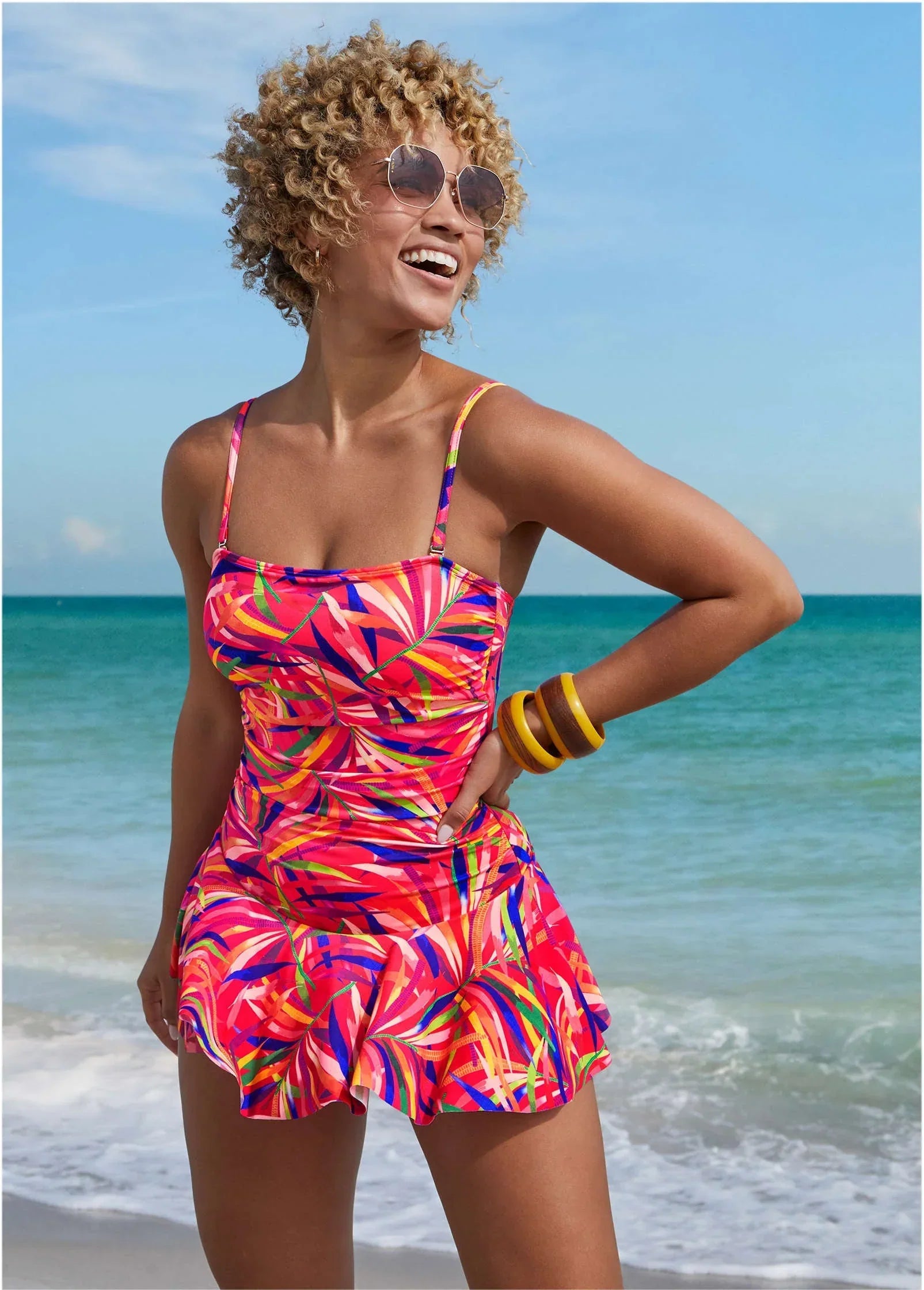 Venice Skirted Swim Dress Tropical Jungle