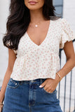 Miriam Floral Smocked V Neck Top