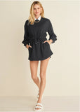Double Knit Sleeved Dress Jet Black
