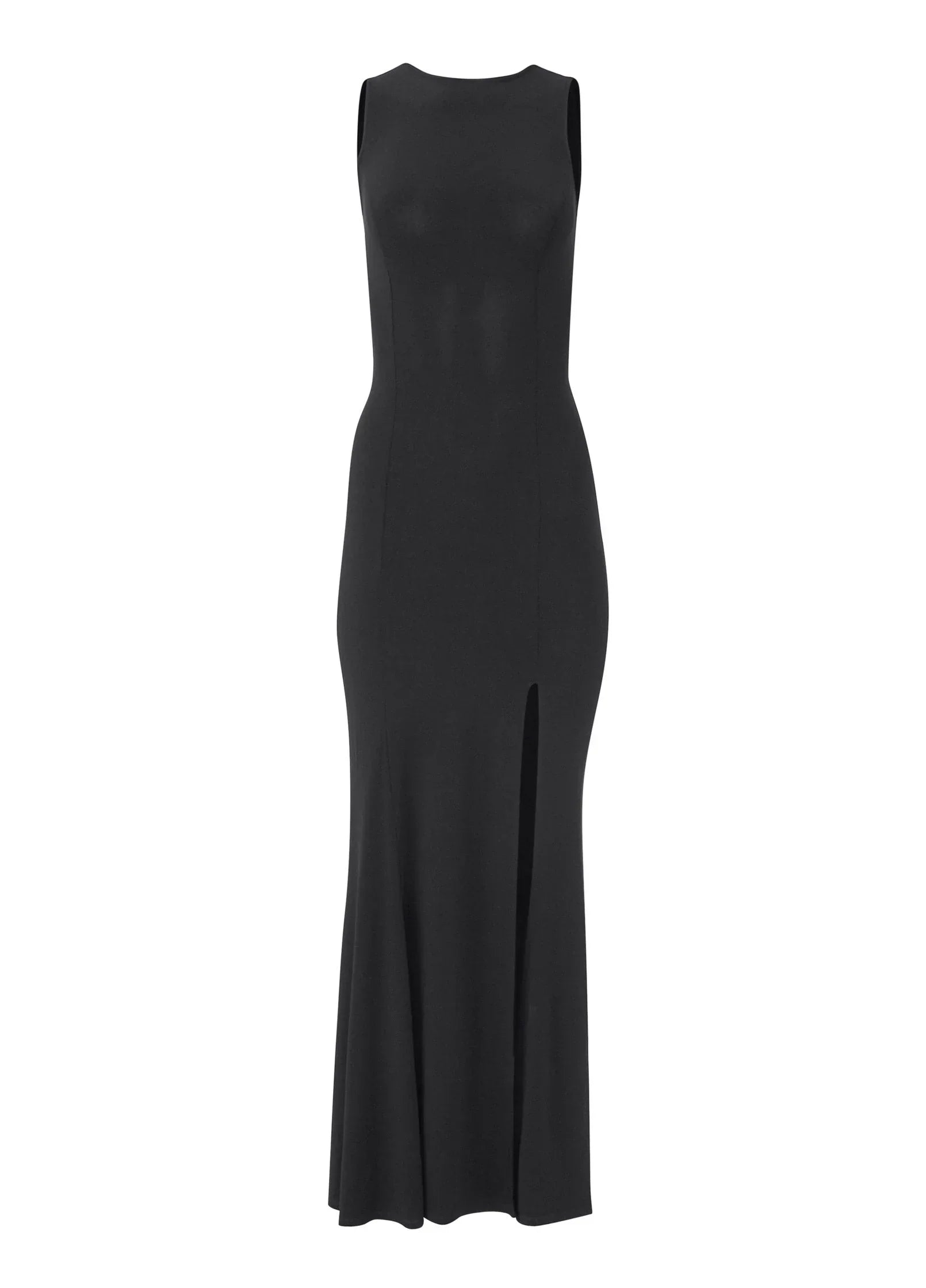 Open Back Slit Maxi Dress Black