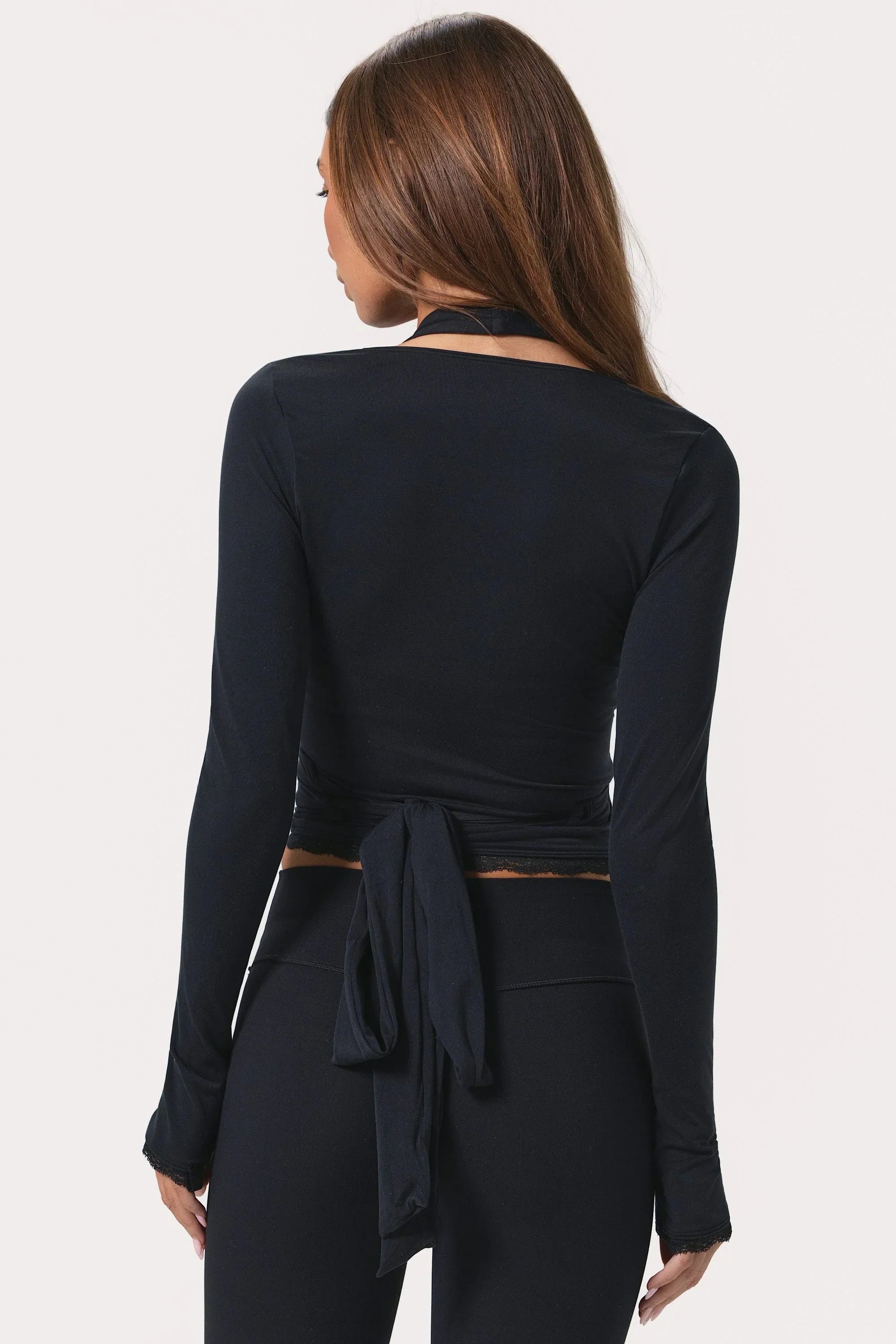 Soft Jersey Wrap Top in Black