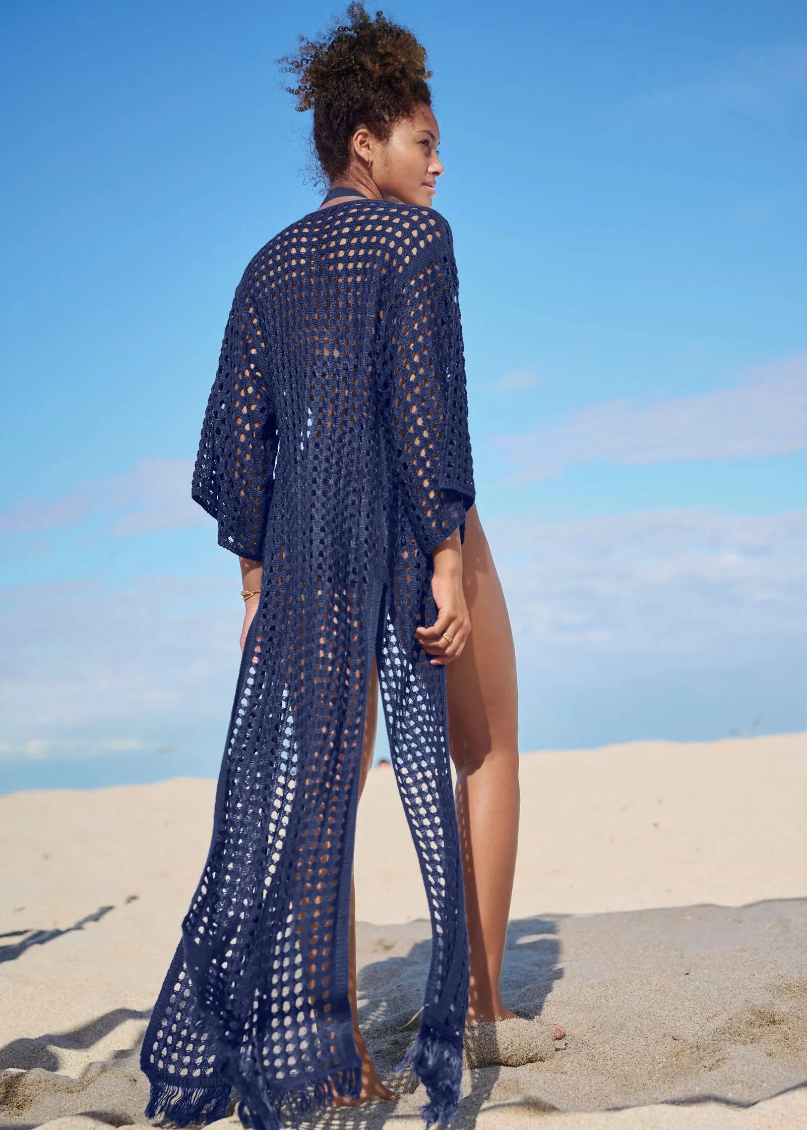 Crochet Kimono Cover Up Ultramarine Blue