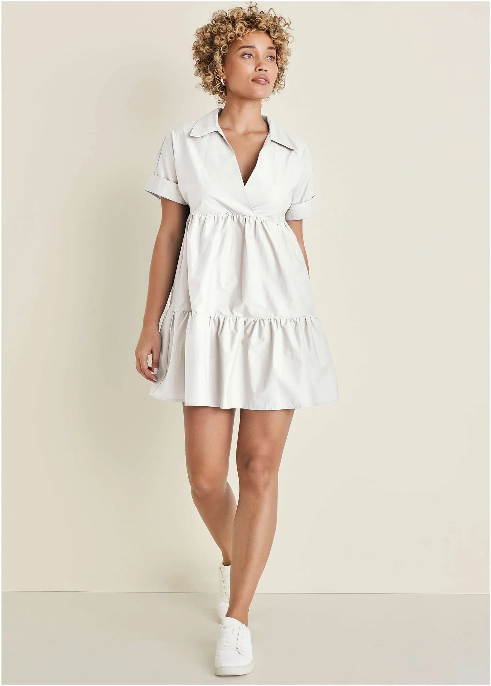 Cotton Poplin Tiered Dress Cloud Dancer