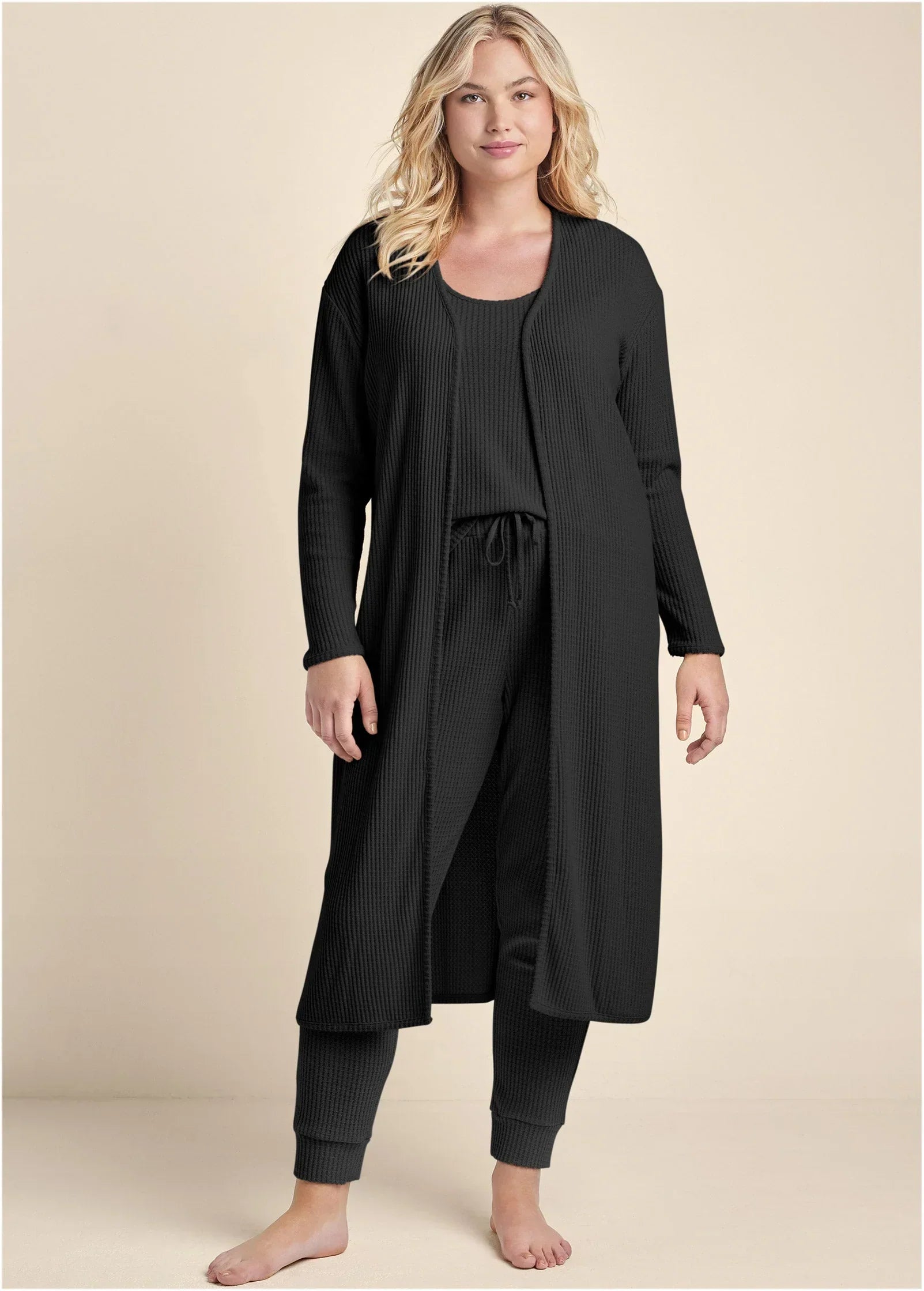 Cozy Waffle 3 Piece Set Black