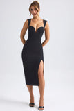 Sweetheart Neck Midaxi Dress in Black