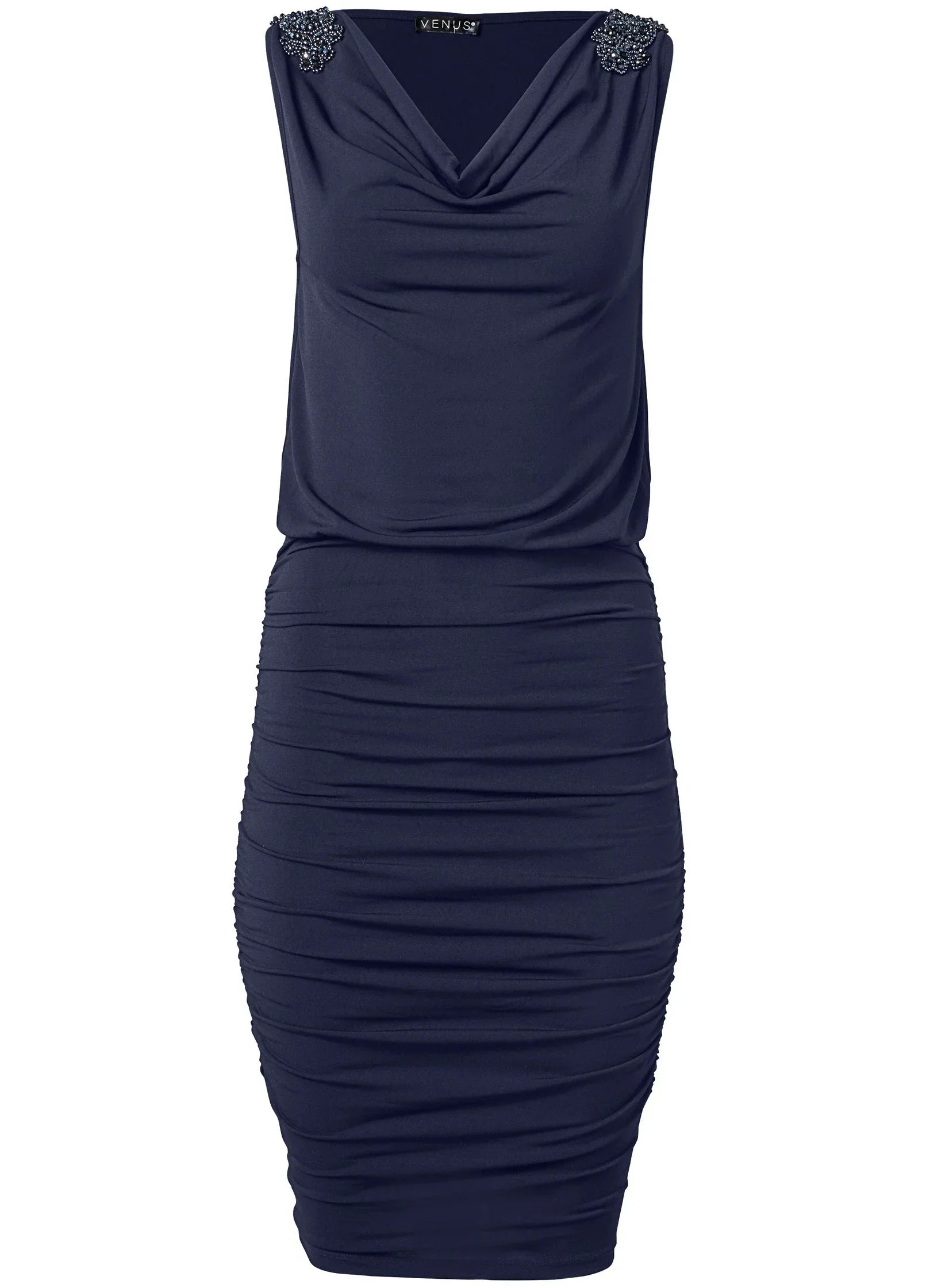 Embellished Sleeve Dress Navy
