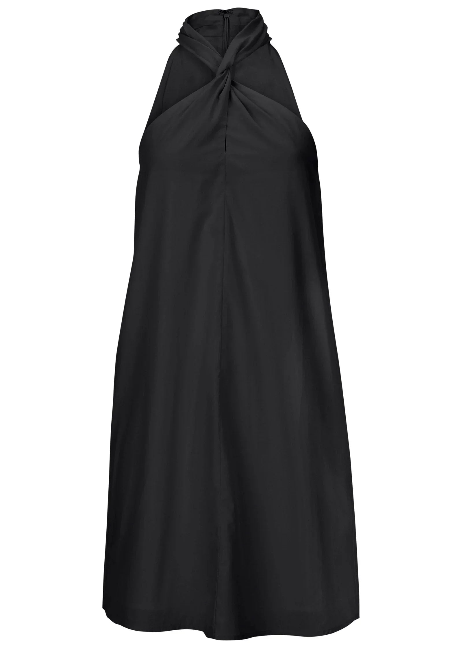 Twist Halter Dress Jet Black