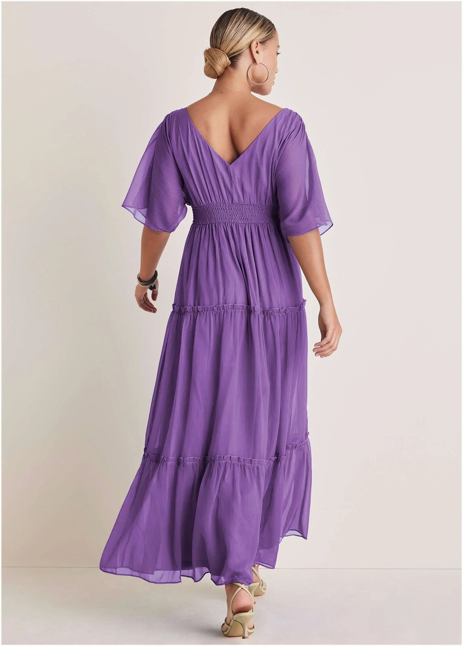 Flutter Sleeve Maxi Dress Cattleya Orchid