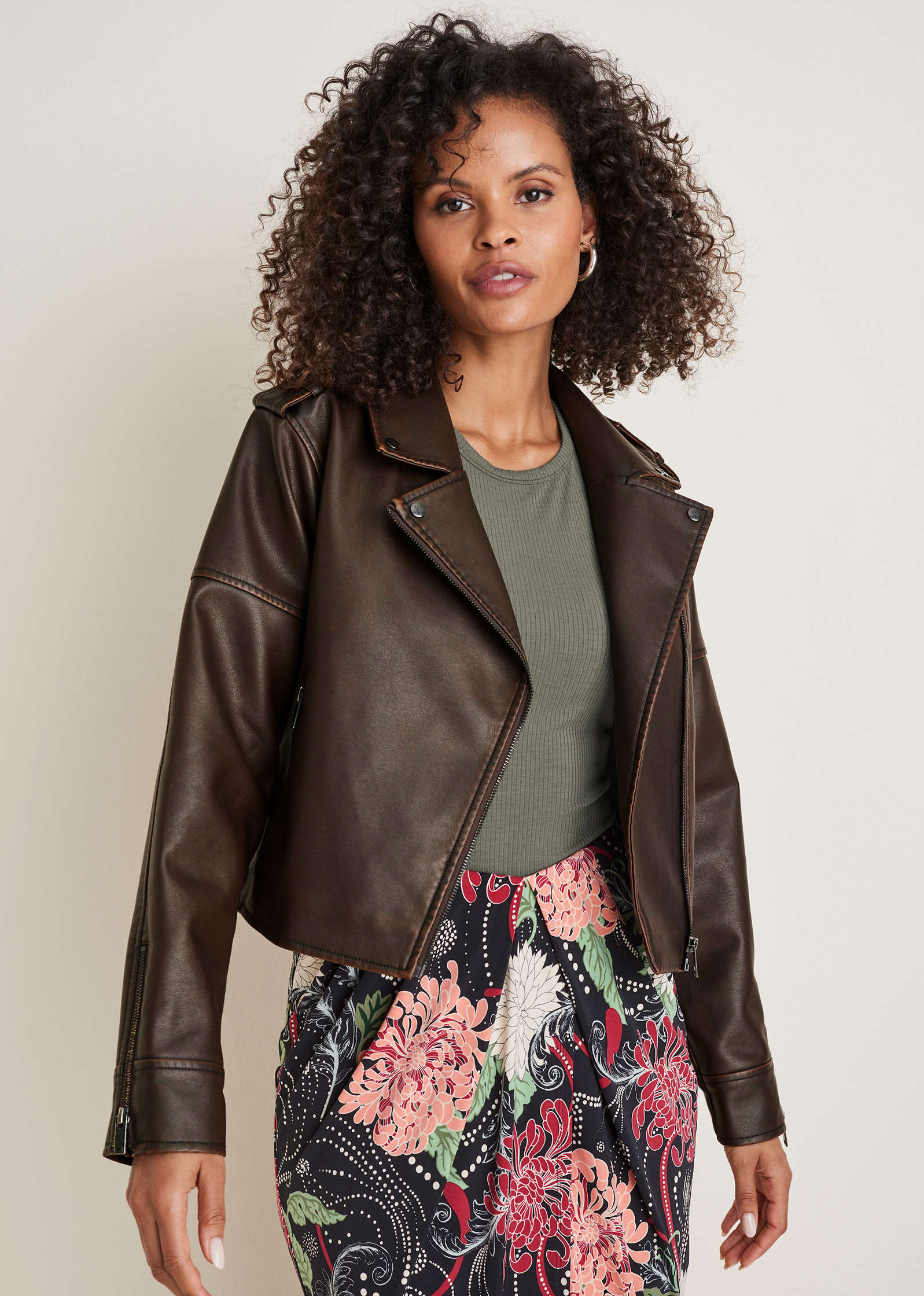 Distressed Leather Jacket Distressed Brown