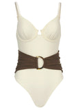 Colorblock Belted One Piece Pristine Chicory