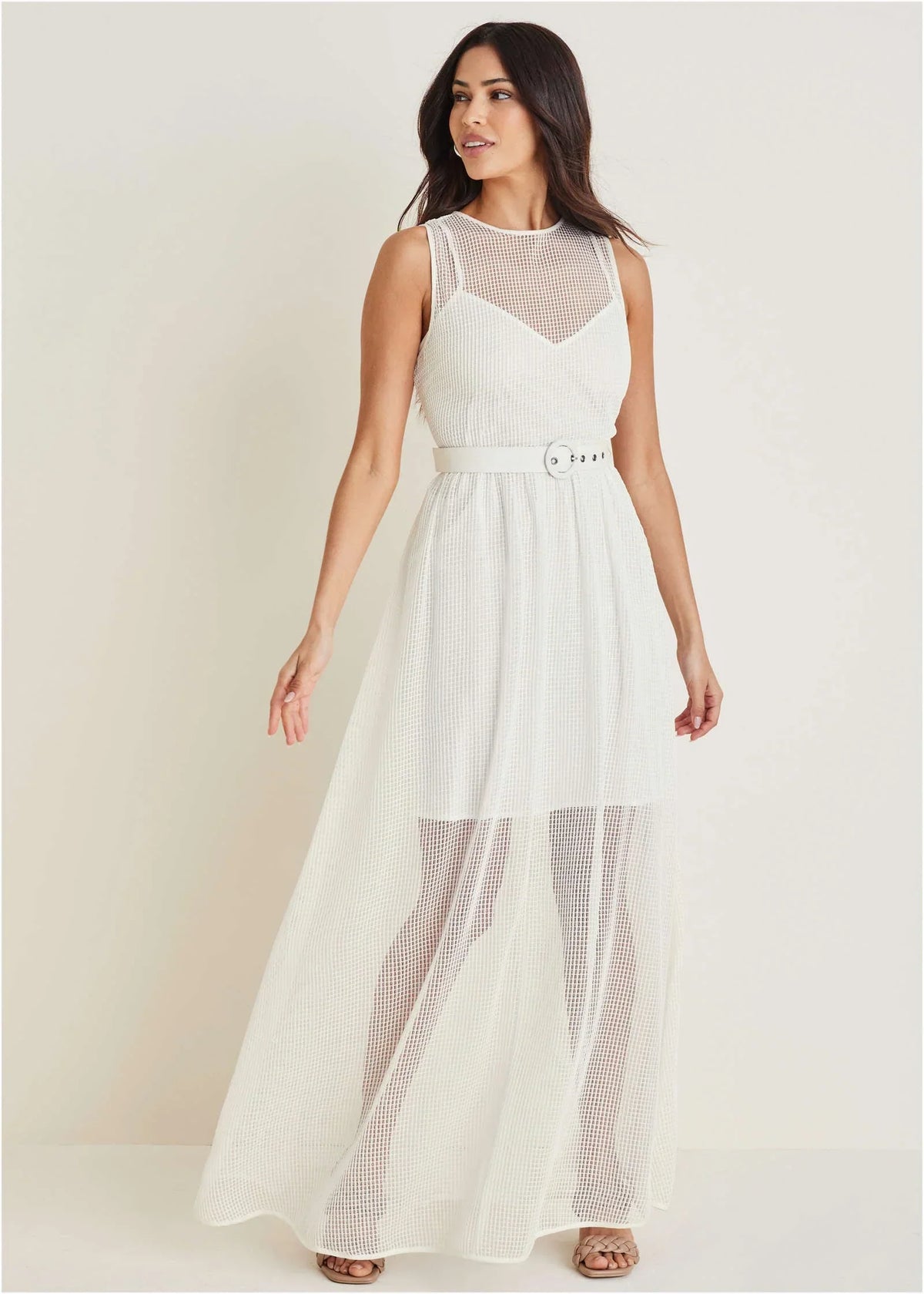 Diamond Lace Maxi Dress Cloud Dancer