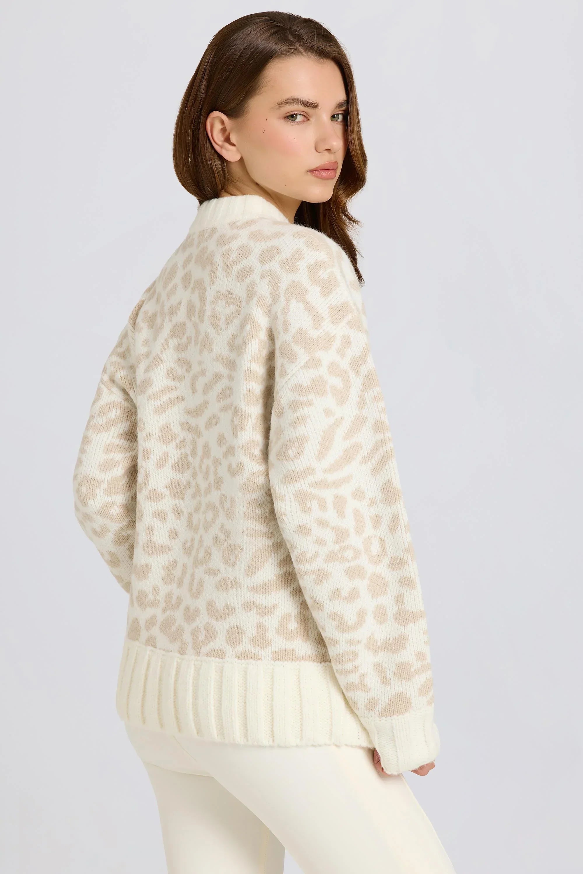 Jacquard Knit Oversized Jumper in Ice