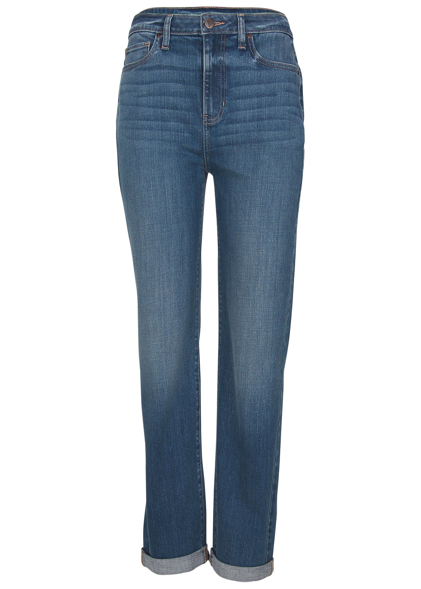 Rolled Cuff Relaxed Jeans Medium Wash