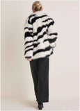 Zebra Print Faux Fur Coat White Multi