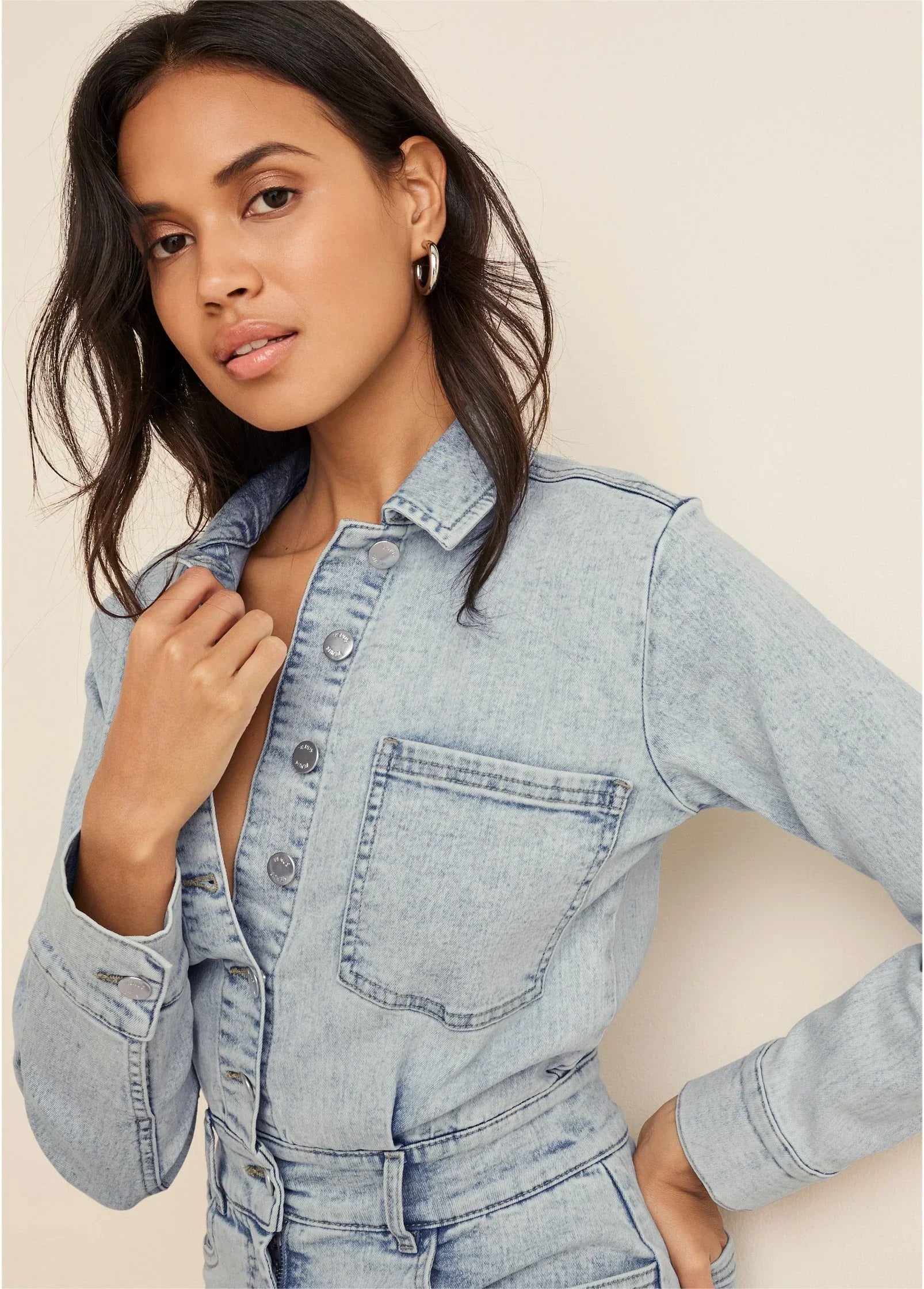 Denim Shirt Dress Light Wash
