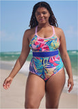 Diamond Stitch One Piece Summer Leaves