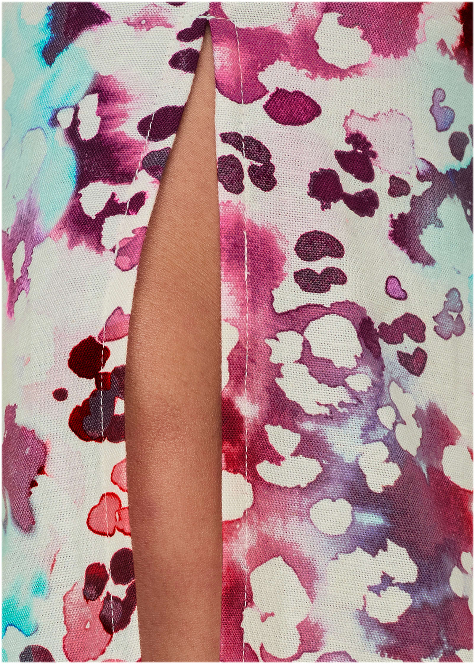 Linen Front Slit Jumpsuit Gouache Leopard Multi