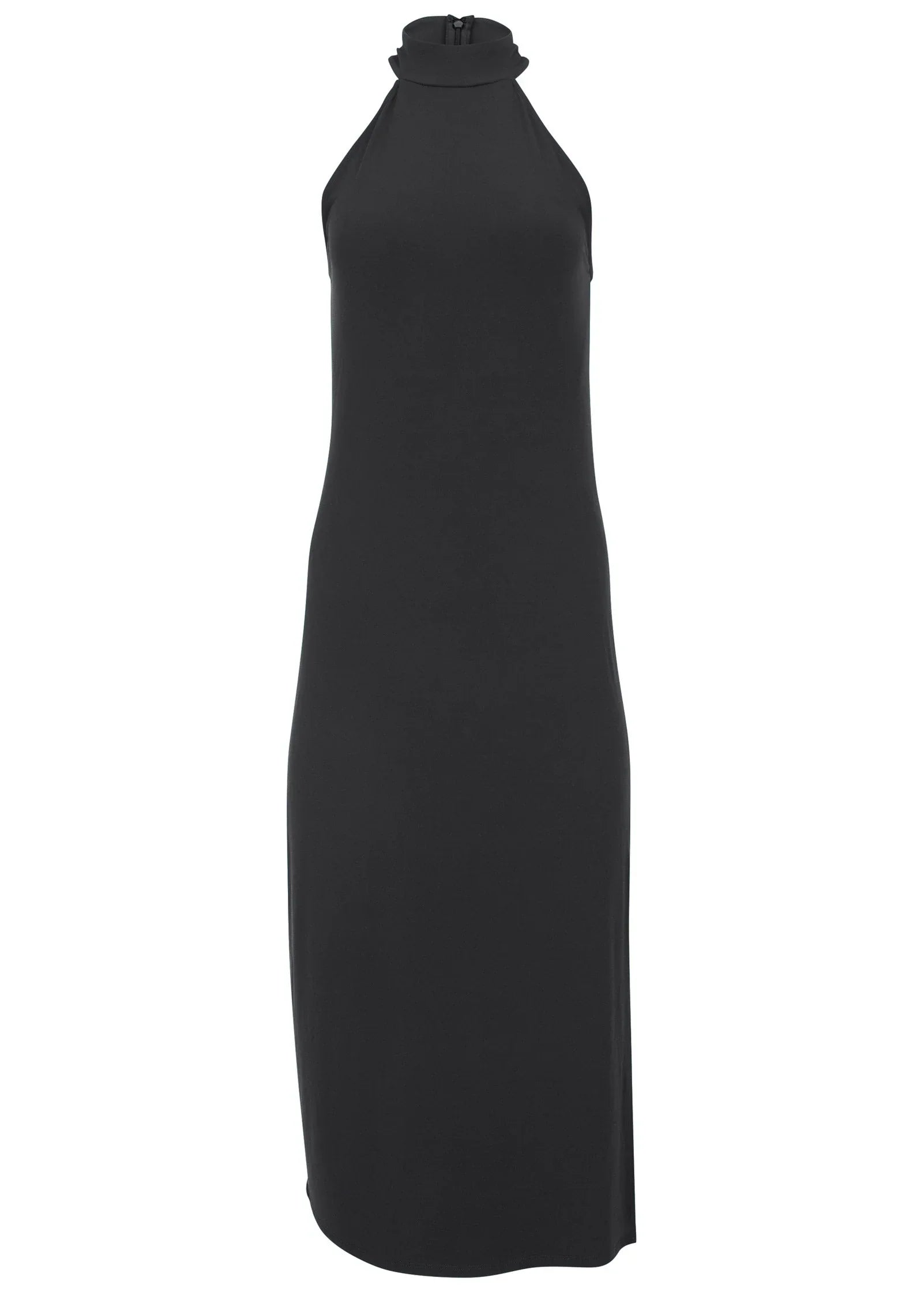 High Neck Midi Dress Jet Black