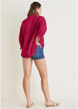 Textured Oversized Blouse Persian Red