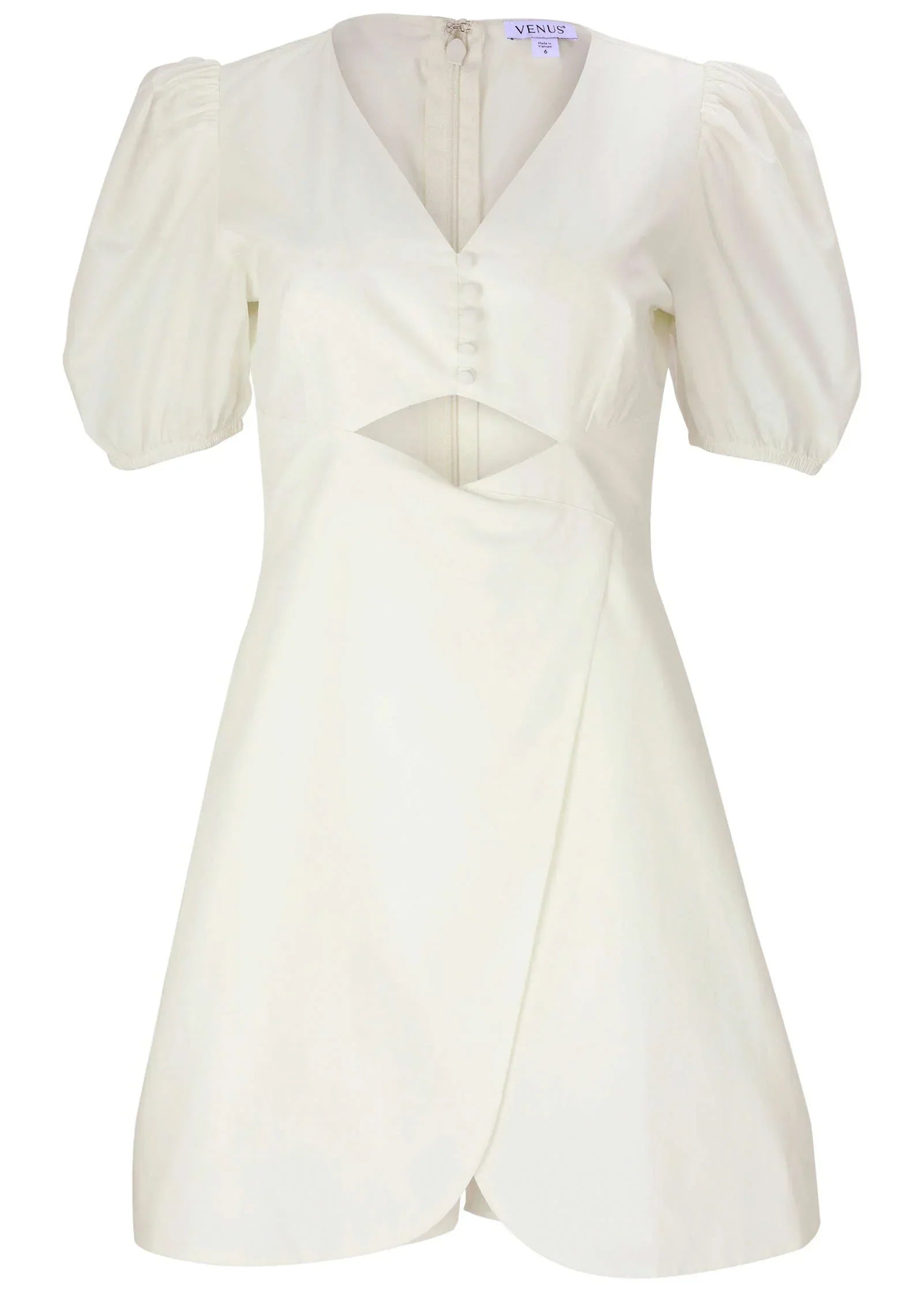 Puff Sleeve Poplin Romper Cloud Dancer