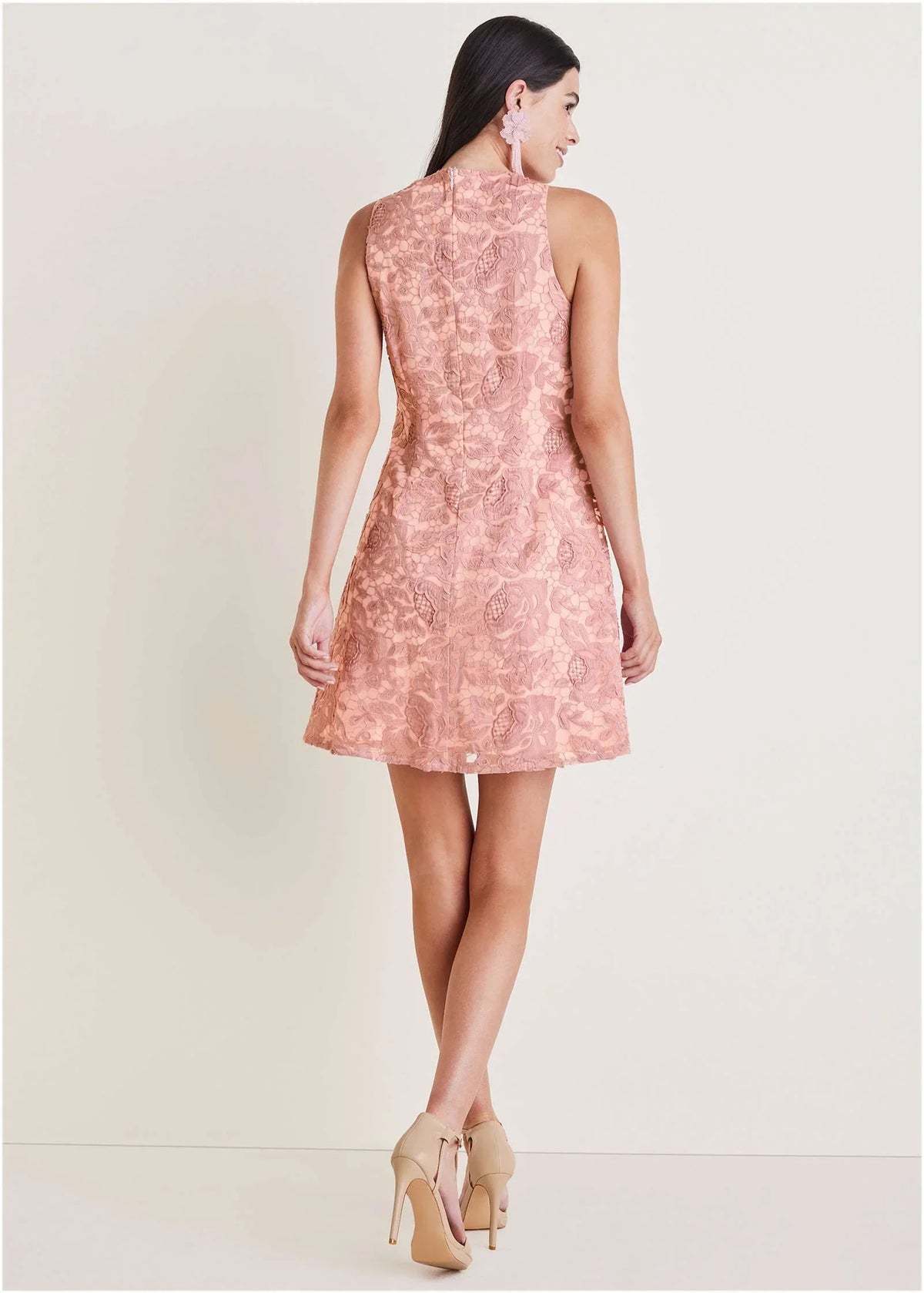 Lace Mini Dress Evening Sand