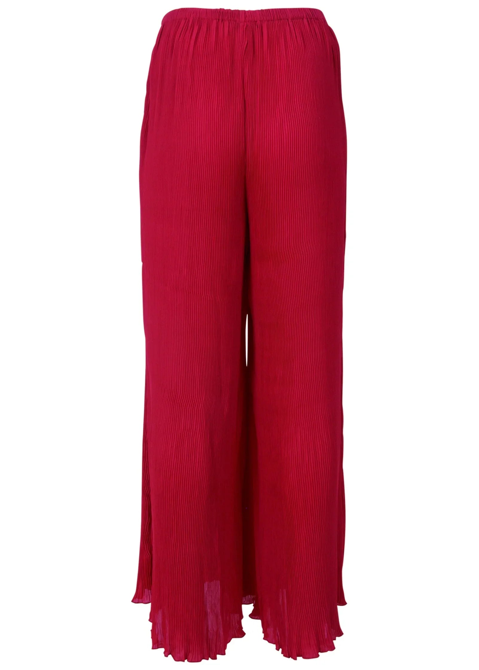 Plisse Wide Leg Pants Red