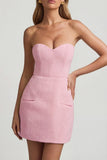 Sweetheart Neck Strapless Structured Mini Dress in Soft Pink