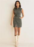 Colored Twill Utility Dress Olive