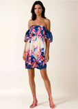 Off The Shoulder Satin Mini Flower Wave