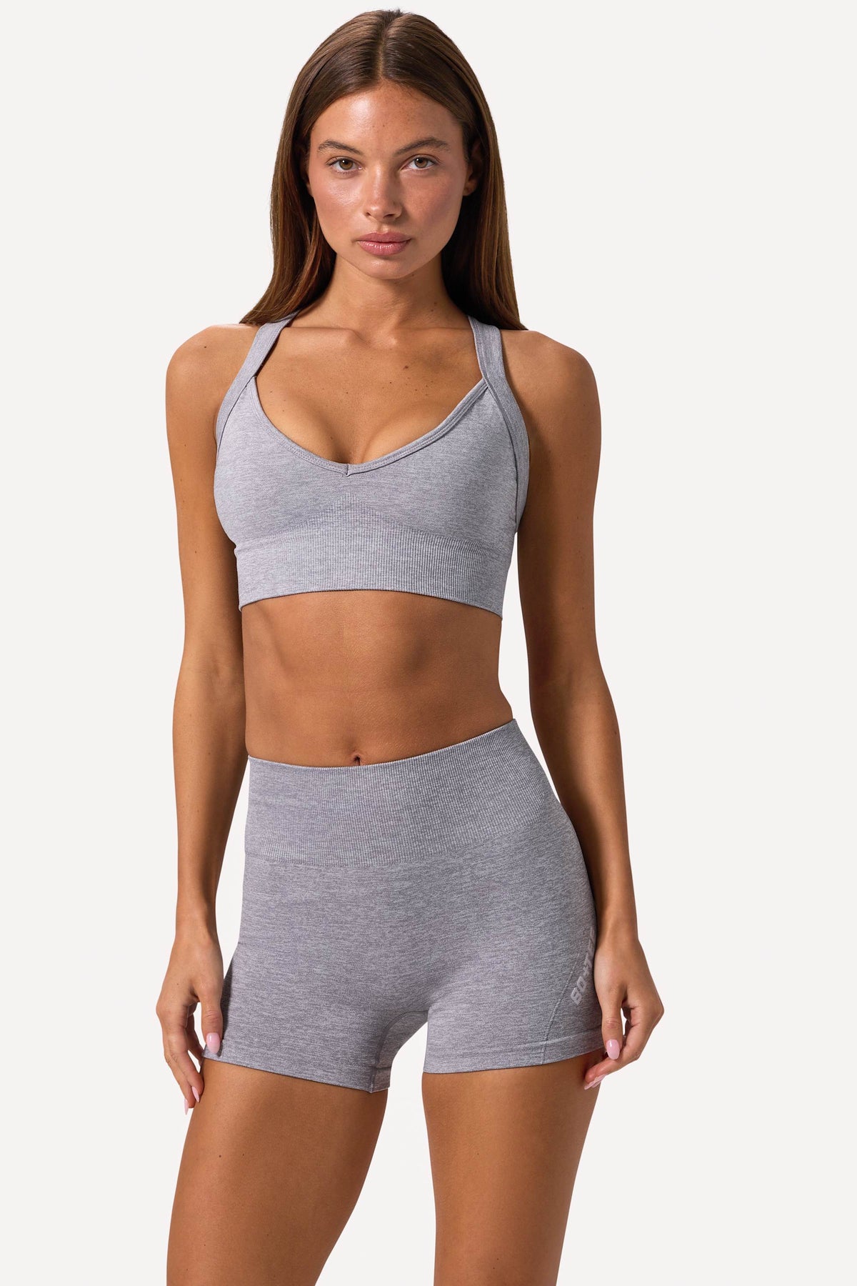 Super Sculpt Seamless Backless Sports Bra in Grey Marl