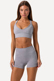 Super Sculpt Seamless Backless Sports Bra in Grey Marl