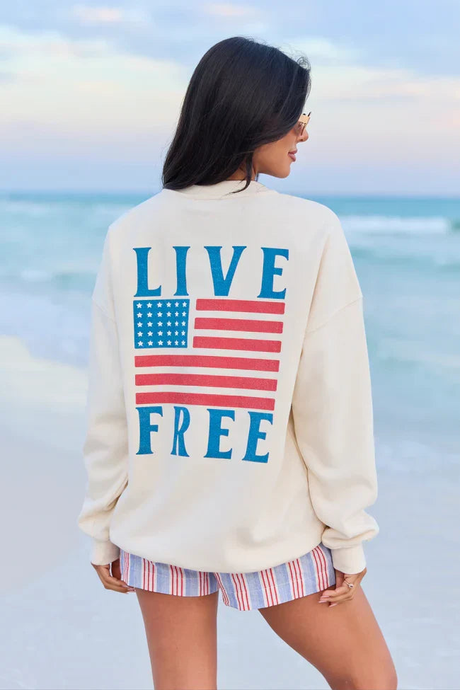 Live Free Cream Graphic Sweatshirt