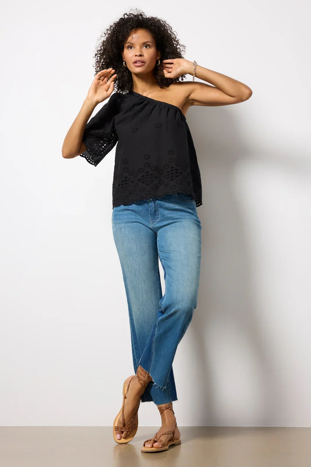 Nash Eyelet One Shoulder Top