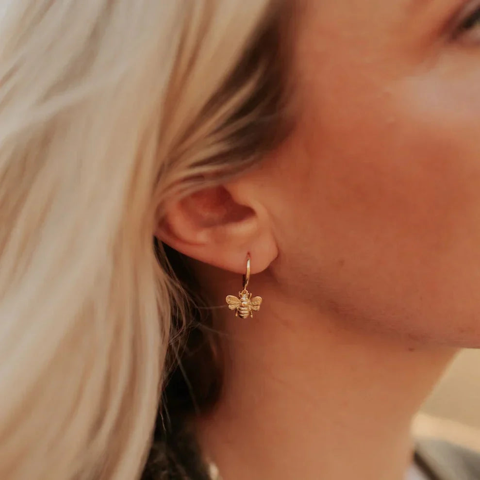 Honey Bee Hoop Earrings