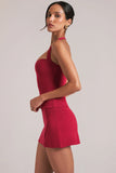 Longline Halterneck Top in Cherry Red