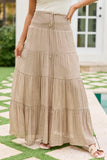 Giselle Taupe Smocked Waist Maxi Skirt