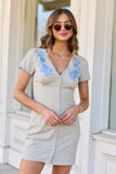 Emberlyn Tan Rose Embroidered Dress
