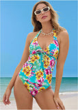 Sicily Halter Tankini Top Highlighted Tropic