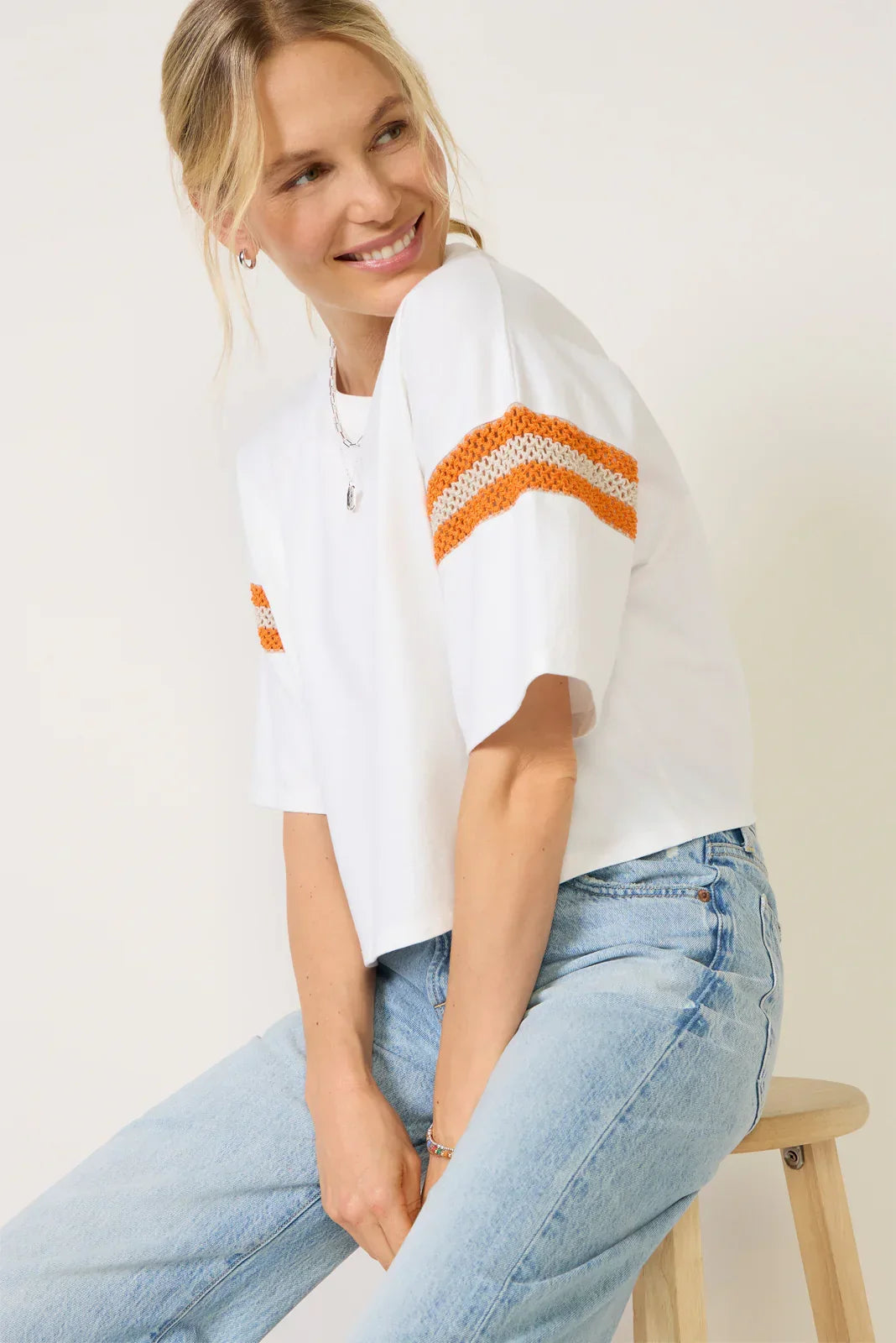 Bridget Crochet Varsity Tee